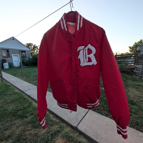 Holloway Other - Vintage Holloway Varsity Letterman Jacket Red Nylon Academic Patch Mens Medium